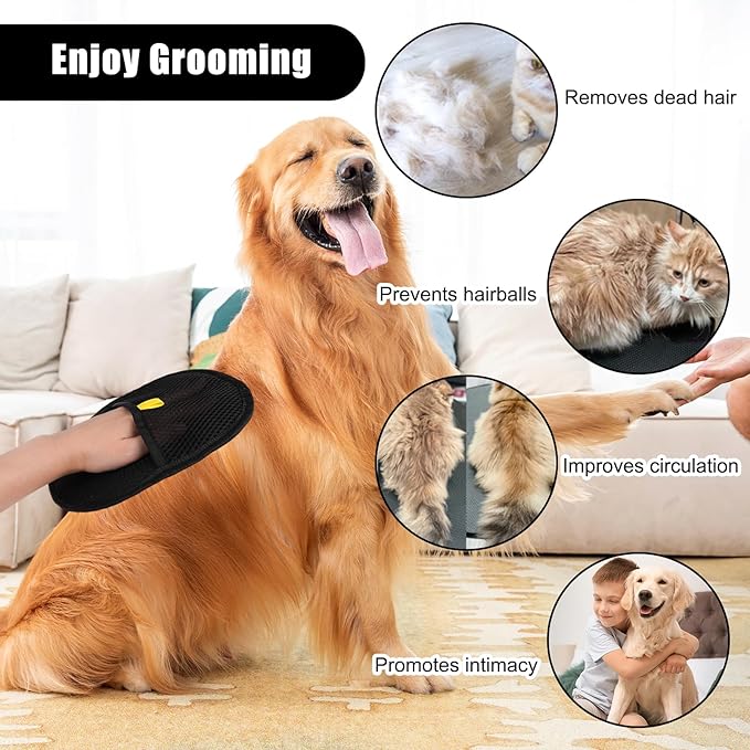 Vindobil Pet Hair Removal Gloves for Cats and Dogs, Reusable Electrostatic Grooming Glove for Pet Hair Remover on Furniture, Carpet Clothing 2 Pcs