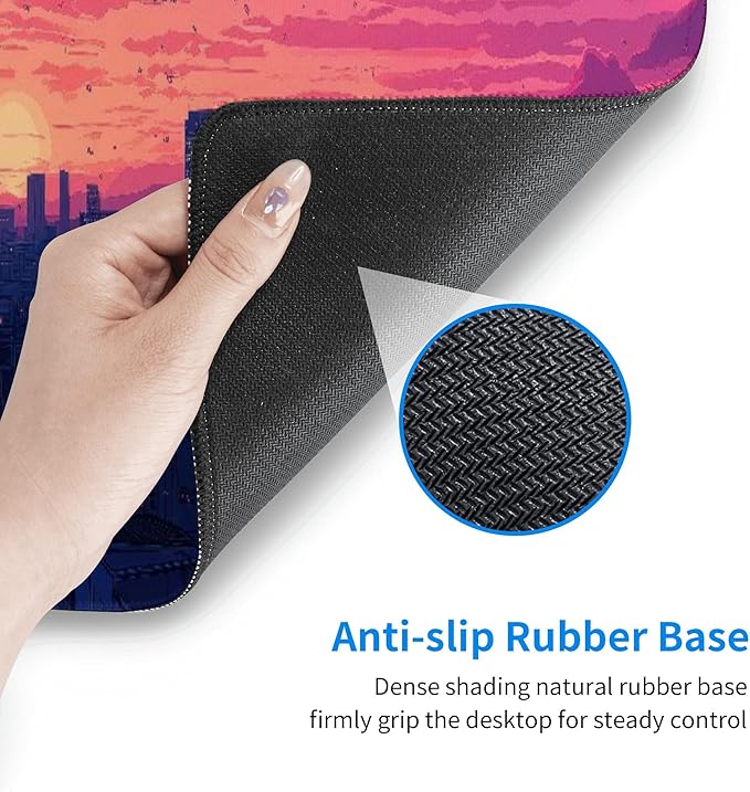 Sakura City Sunset Large Mouse Pad, Anime Style Gaming Desk Mat, XL Keyboard Desk Pad Mat for Desktop, 31.5"x11.8" Non-Slip Base Big Mousepad with Stitched Edges