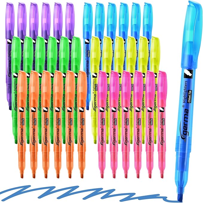 Assorted Colors Fluorescent Highlighters, 36 Pack, Chisel Tip Colored Highlighter Bulk, Quickly Drying, Perfect for Students Kids Adults Classroom, School, Office, Bible Study
