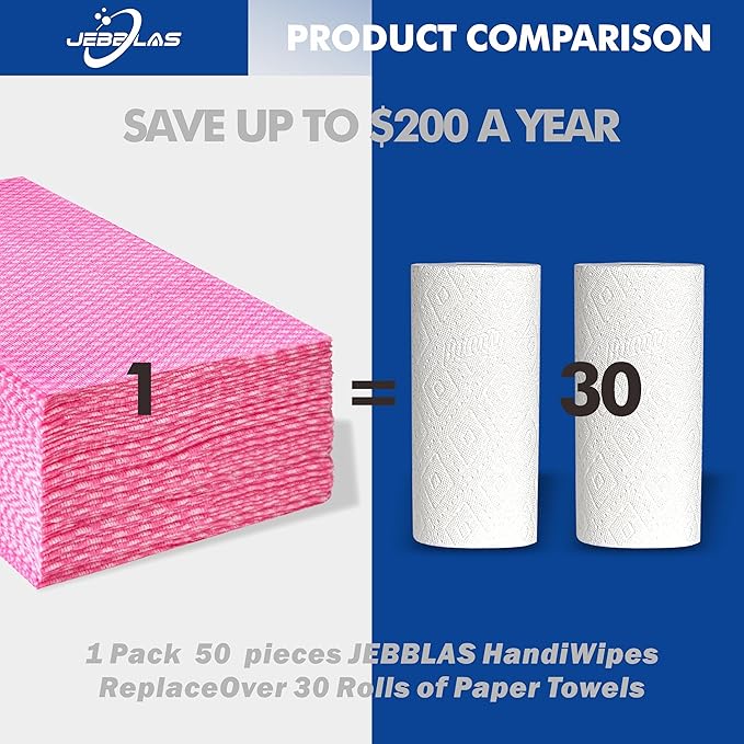 JEBBLAS Foodservice Cleaning Towel Reusable Paper Towels,Large Size Kitchen Cleaning Cloth All Purpose Dish Towels,50 Count, Foodservice Wipes