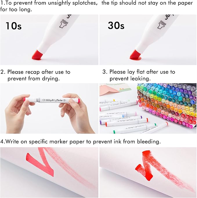 172 Colors Alcohol Based Dual Tip Art Markers, 171+1 Blender Permanent Marker Pens Plus 1 Marker Pad 1 Case Perfect for Kids Adult Artist Coloring Books Drawing Sketching and Card Making