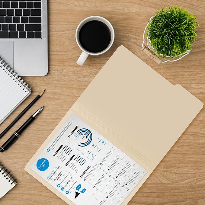 Manilla File Folder,1/3 Cut Tab,Letter Size Folders,Great for Organizing and Easy File Storage,18 Per Box