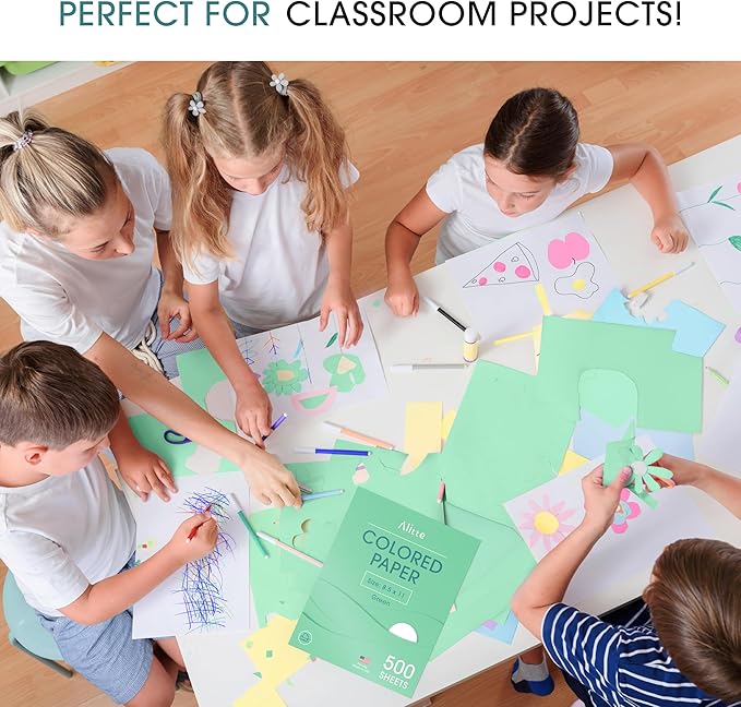 Colored Paper 500-Sheets - Green Paper, 8.5 x 11 Colored Printer Paper, Arts & Crafts, DIY Projects - School & Office Supplies - Pastel Copy Paper, 1 Ream, Made in the USA