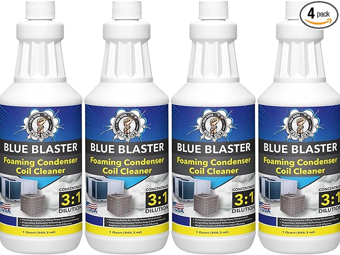 Leak Saver Foaming AC Condenser Coil Cleaner 4PK - 1 Quart | Concentrated Formula Makes 1 Gallon | Extreme Duty Foaming Condenser Cleaner for AC Unit