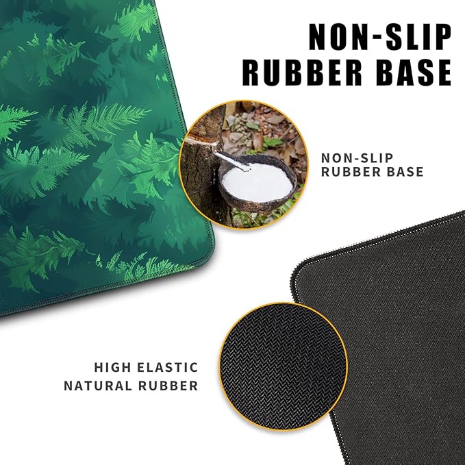 Forest Gaming Green Large Gaming Mouse Pad Keyboard Desk Pad Extended Mouse Pad Gaming Office Decor, Pc Laptop Mouse Pads Large (31.5x11.8 in) with Stitched Eges Non-Slip Base Mousepad XL