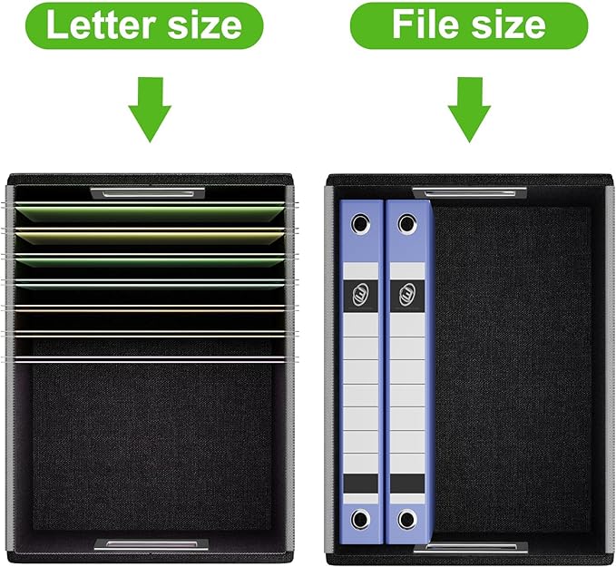 Huolewa File Organizer Box with Lid, Collapsible Faux Leather Document Organizer, Hanging File Folder Box with Plastic Slide, Decorative Filing Boxes Cabinet for File and Folders Storage(Green)