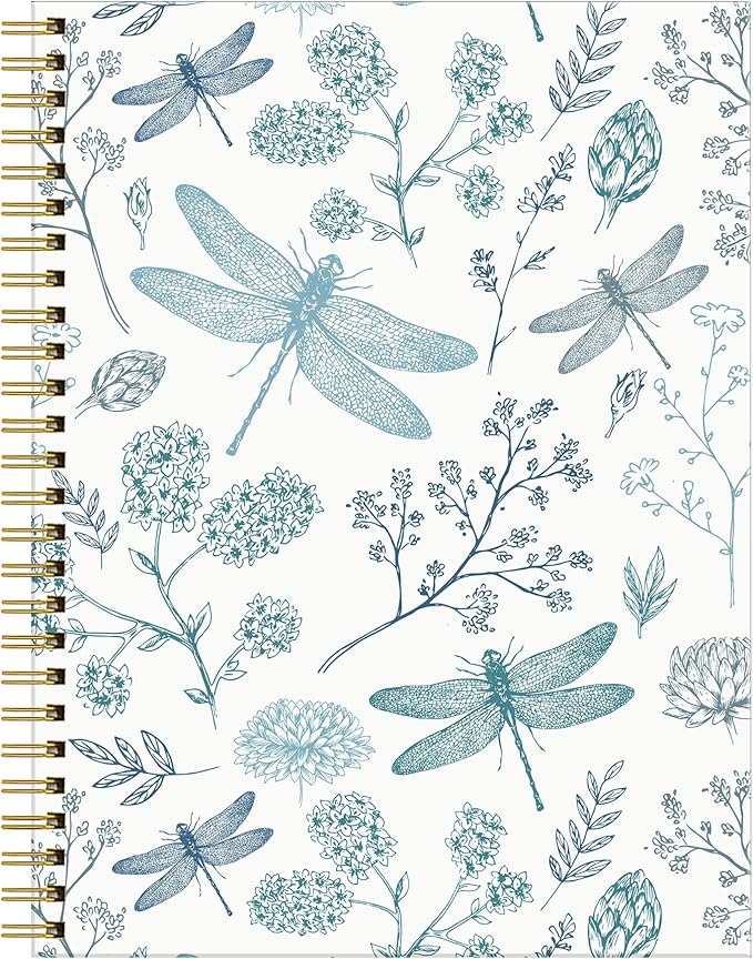 Spiral Journal Notebook for Women,A5 College Ruled Notebooks 6"x 8.4", 120 Pages Lined Journal with Premium Thick Paper,Perfect for School Office Home Gifts(Dragonfly)