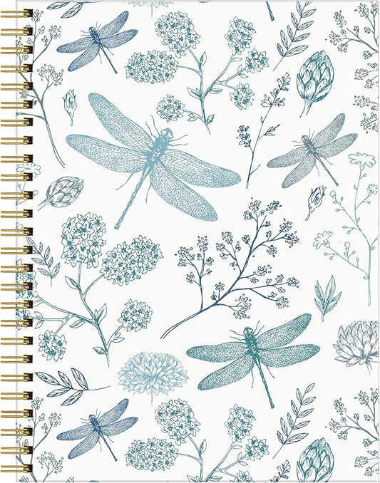Spiral Journal Notebook for Women,A5 College Ruled Notebooks 6"x 8.4", 120 Pages Lined Journal with Premium Thick Paper,Perfect for School Office Home Gifts(Dragonfly)
