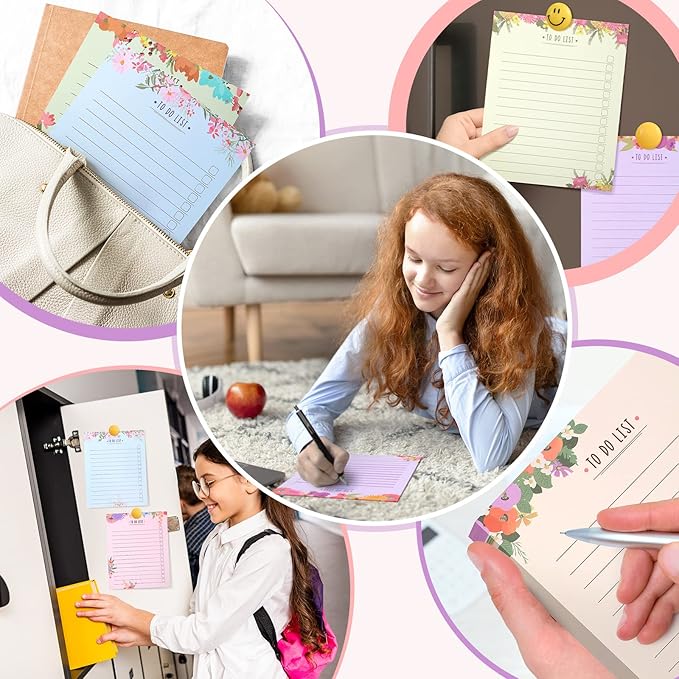 300 Sheets to Do List Notepad Daily Checklist Sticky Notes Cute Undated Memo Pad Color Block to Do Note Pad Weekly Plan Agenda and Organizer Planners for College(Bloom Style,10.5 x 8.5 Inch)
