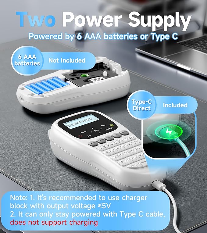 Label Maker Waterproof-Labels, Keyboard Label Maker Machine with-Tape12mm Laminated, Backlit Screen, Multiple Fonts & Symbols, Portable Inkless Labeler for Home Office School Use, H1100