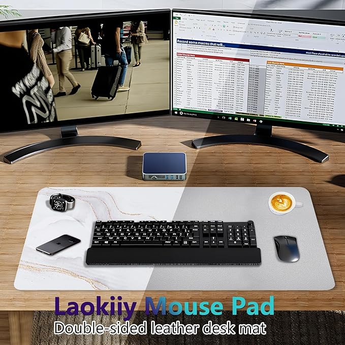 Desk Mat, Desk Pad Dual Leather Sided Desktop Mat for Office and Home,Desk Organization and Accessories - Ideal for Large Mouse Pad and Desk Mats on Top of Desks (White Marble 31.5"x 15.7")