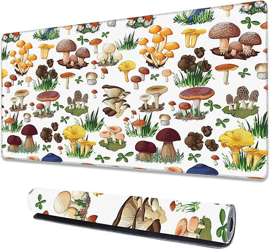 Large Mouse Pad Extended Gaming Desk Mat Art Colorful Mushroom Gaming Office Home Mousepad Keyboard Mouse Mat,Non-Slip Rubber Base 35.4x15.7 Inch Mousepads