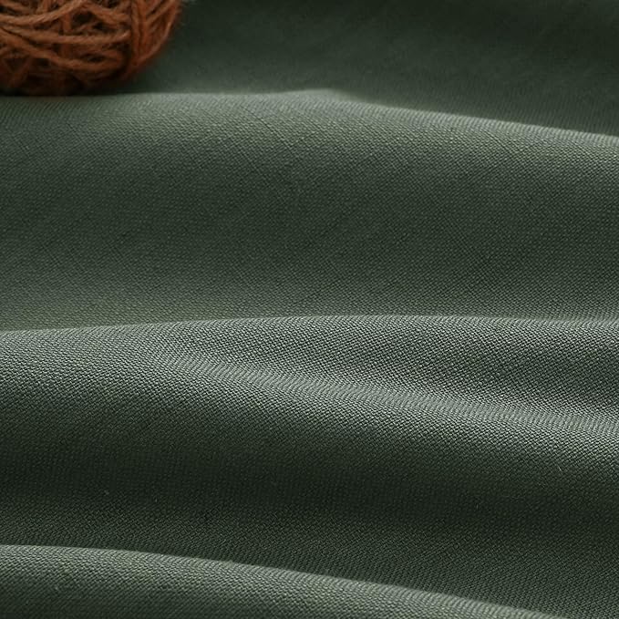 Nanspring Olive Green 100% Blackout Curtains 63 inches Long for Bedroom Boho Farmhouse Back Tab Rod Pocket Thermal Insulated Textured Short Room Darkening Curtains 2 Panels Set 52x63 Inches