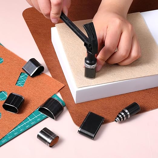 52 Pcs Hole Hollow Punch Tool, Heavy-Duty High-Carbon Steel Leather Cutting Dies Multi-Shape Hollow Punch Cutter DIY Leathers Working Tools for Belt/Watchband/Handmade Crafts Precision Hole Punching