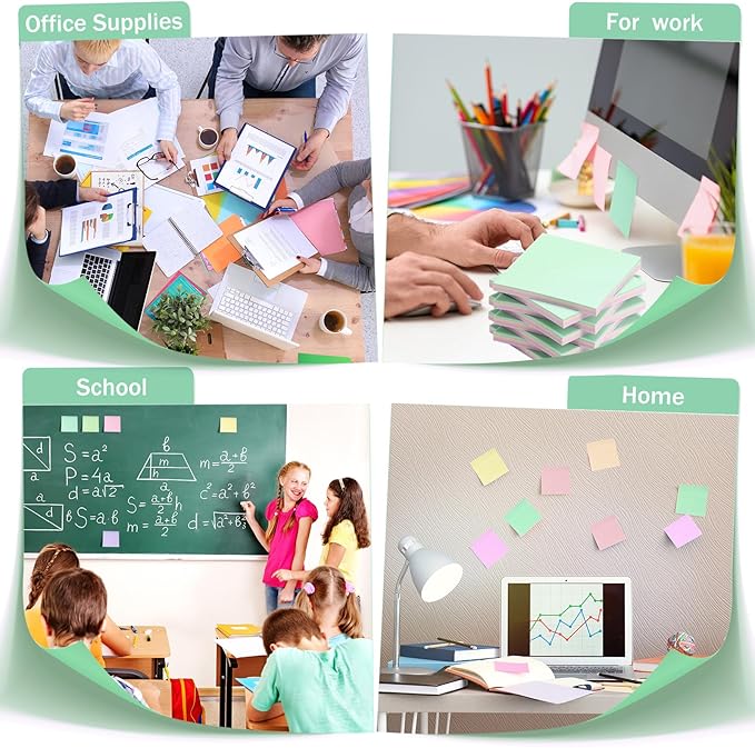 Thenshop 60 Packs Sticky Notes Bulk 3x3 Inches Colorful Self Stick Note Pads Paper Memo for Office School Notebook Supplies, 60 Pads, 50 Sheets/pad(Macarons Color)