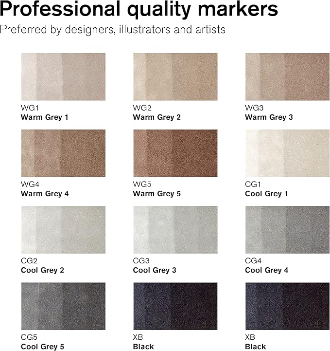 Winsor & Newton ProMarker Brush Set, 12 Count, Neutral Tones