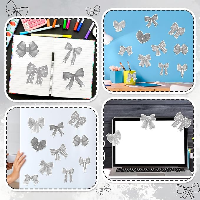 CJiangpo 30Pcs Coquette Sticky Notes Cute Black Bow Sticky Note Pads, 600 Sheets Self Stick Cartoon Notepad Memo Pads Funny Page Marker Classroom Rewards Bow Themed Party Favors Filler Gifts