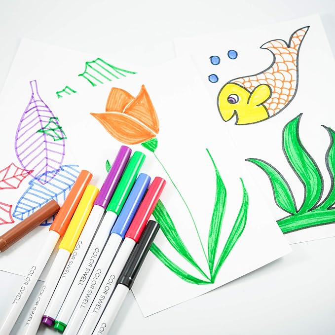 Color Swell Super Tip Markers 6 Boxes of 8 Washable Vibrant Colors (48 Total) Perfect Bulk Marker Pack for Kids, Parties, Classrooms