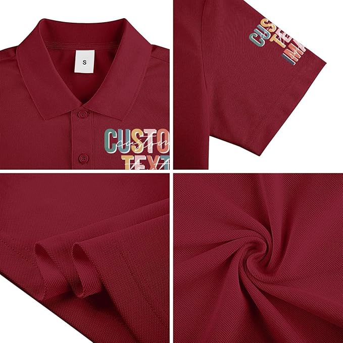 Personalised Polo Shirt Custom Work Shirts for Men Women Printed Text or Logo Working Top, Casual Wear, and Sports Teams