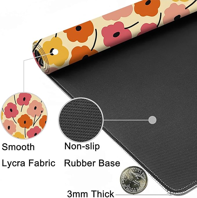 MIOAOSRT Desk Mat,Cool Pink Flower Extended Gaming Mouse Pad,Large Non-Slip Rubber Base Mousepad with Stitched Edges,Waterproof Mouse Mat Desk Pad for Office Game Home 35.4x15.75 in