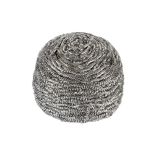 Restaurantware Stainless Steel Scrubber 100 Pack 3.543 x 3.543 x 2.362 Inches Heavy-Duty Metal Cleaning Pad Rust-Resistant Kitchen Scouring Tool for Tough Cleaning Silver