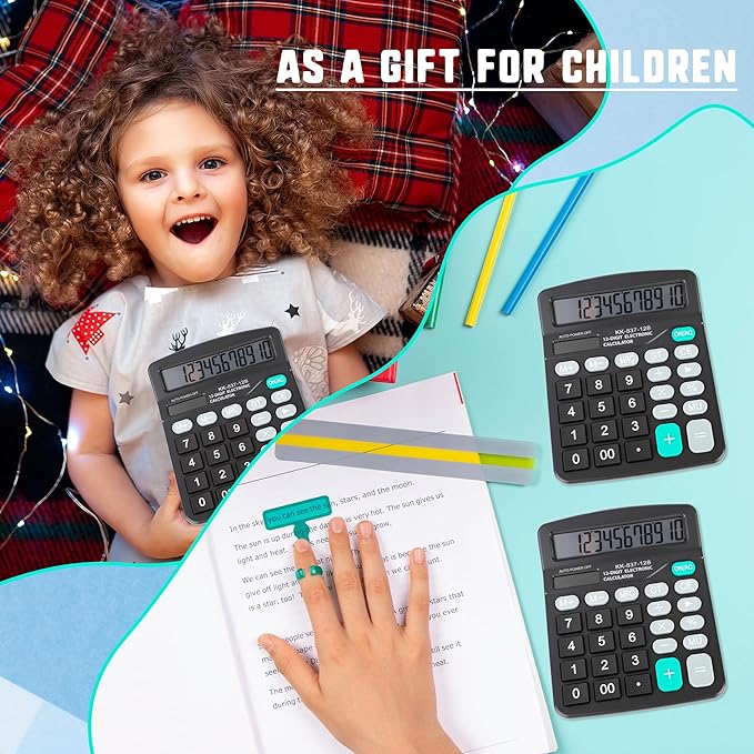 10 Pack Desktop Calculator 12 Digits Calculators with Large LCD Display Electronic Calculator Dual Power for Students Office School Home