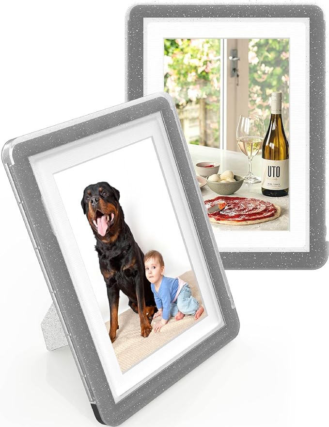 2-Pack 5x7 Picture Frame or 4x6 with Mat – Shatterproof Plastic Photo Frame for Family, Nursery & Playroom, Wall & Tabletop Picture Frames for Home Office, Safe Lightweight Design, in Crystal Black