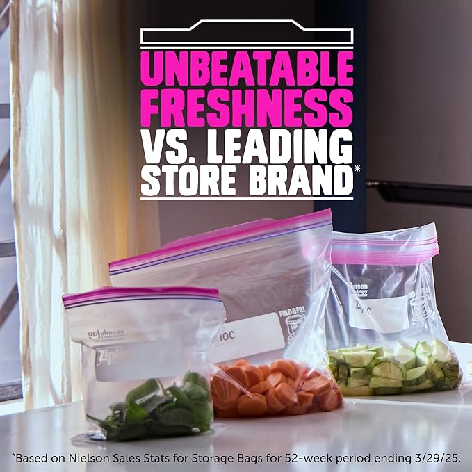 Ziploc Gallon Food Storage Bags, Stay Open Design with Stand-Up Bottom, Easy to Fill, 42 Count