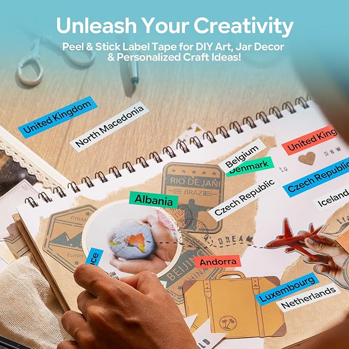 M950 Label Maker Bundle, Label Maker Machine with 5 Color Tapes, Rechargeable Bluetooth Labeler with Backlit LCD, Handheld Label Printer for Office Home Use