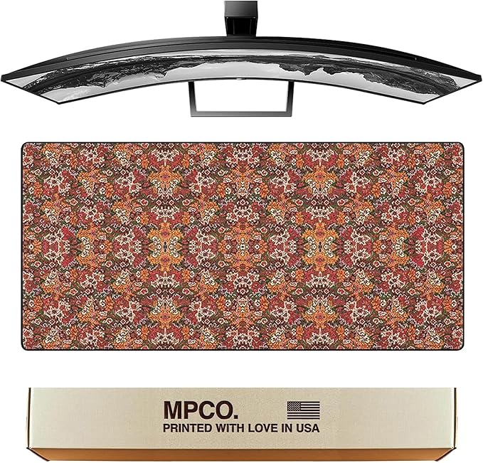 MPCO. Arabic Textiles Large Gaming Desk Pad - 36" x 17" Aeroglyde Fabric Goldenrod Desk Mats - Non-Slip, Washable, Smooth Glide for Precision Gaming & Work