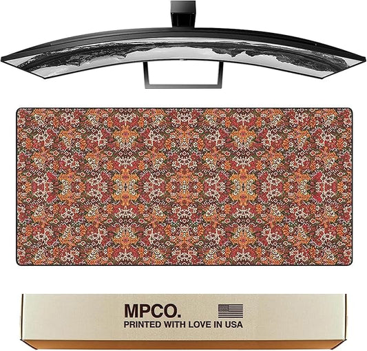 MPCO. Arabic Textiles Large Gaming Desk Pad - 36" x 17" Aeroglyde Fabric Goldenrod Desk Mats - Non-Slip, Washable, Smooth Glide for Precision Gaming & Work