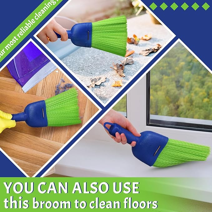 Domensi 1 Pcs Whisk Broom Poly Fiber Handheld Brush Hand Brush Outdoor Car Broom with Hang Hole for Cleaning Inddoor Porches Floors Decks Driveways Dirt Dust