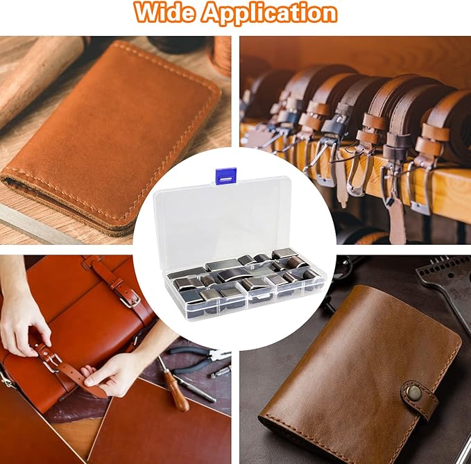 56 Pieces Leather Hole Punch Set, Leather Cutting Dies Kit with Storage Case & Mat, Multiple Shapes Hole Punch Tool for Belts, Hollow Punch Cutter Tool for Handmade DIY Crafts