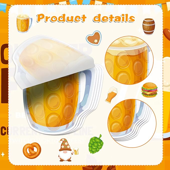 240 Pcs Oktoberfest Sticky Notes 12 Designs Oktoberfest Notebook Colored Sticky Notes Pads Oktoberfest Sticky Note Self Stick Notes Memo Pads for School Office
