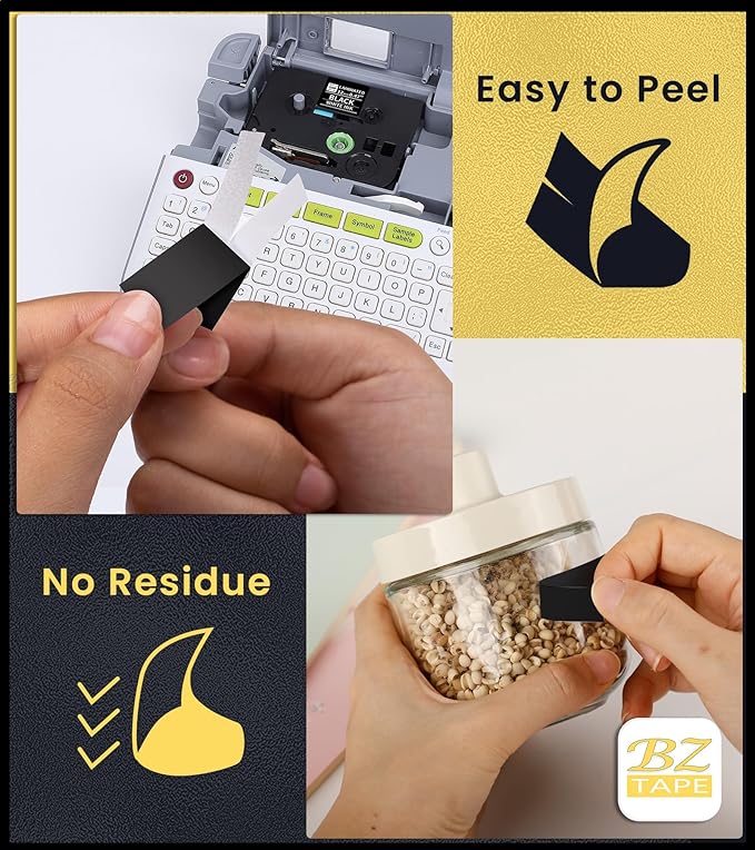Tze 12mm 0.47 Inch Laminated White on Black Compatible with P Touch Label Tape TZ TZe-335 TZe335 Refills for Ptouch PT-H110 D200 D210 D220 D400 PT-D600 Label Maker, 3-Pack