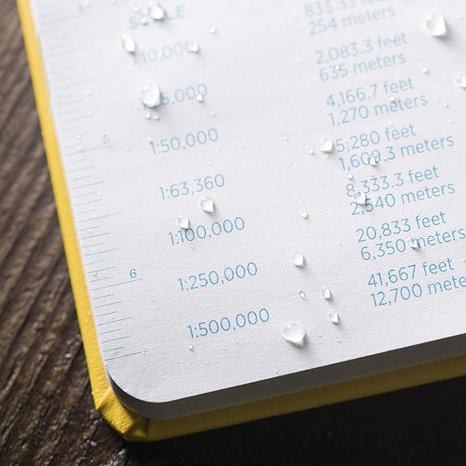 Rite In The Rain Weatherproof Hard Cover Notebook, 4.75" x 7.5", Yellow Cover, Metric Field Pattern (No. 360F)