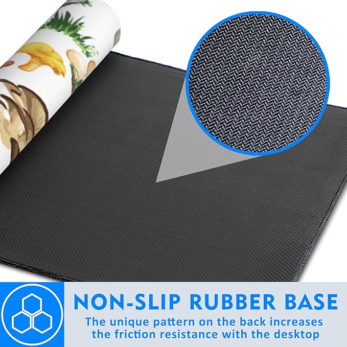 Large Mouse Pad Extended Gaming Desk Mat Art Colorful Mushroom Gaming Office Home Mousepad Keyboard Mouse Mat,Non-Slip Rubber Base 35.4x15.7 Inch Mousepads