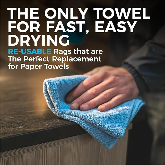 The Rag Company - All-Purpose Microfiber Terry Cleaning Towels - Commercial Grade, Highly Absorbent, Lint-Free, Streak-Free, Kitchens, Bathrooms, Offices, 300gsm, 10in x 10in, Grey (20-Pack)