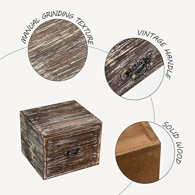 Office Desk Organizer with Drawers Dark Brown Vintage Square Wood Desktop Storage Box Workspace School Supplies Farmhouse Kitchen Countertop Makeup Storage bins for Home Toiletries Supplies Vanity……