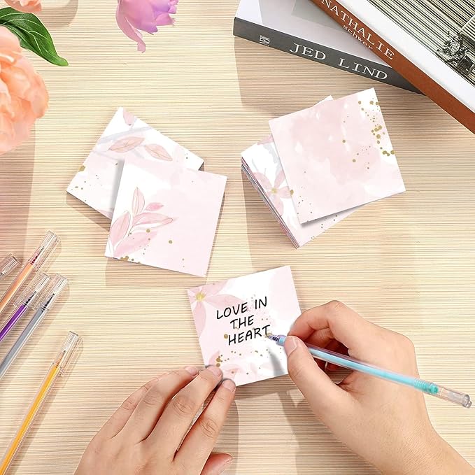 9 Pieces Boho Leaves Sticky Note Pads Adhesive Memo Notes Self-Stick Note Pads for Reminders, Study, Work, Office, School and Home, 9 Styles