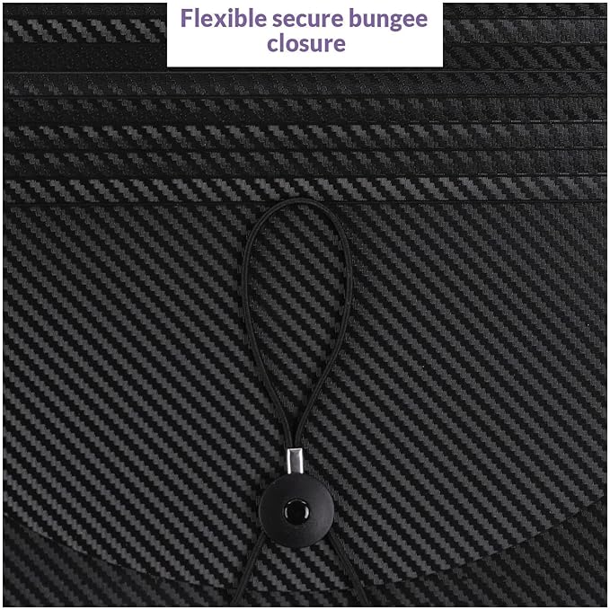 SKYDUE Accordion File Organizer, 12 Pockets File Folders, Letter Size Expanding File Folder with Colored Tabs and Expandable Cover, Portable Bill Receipt Organizer Black