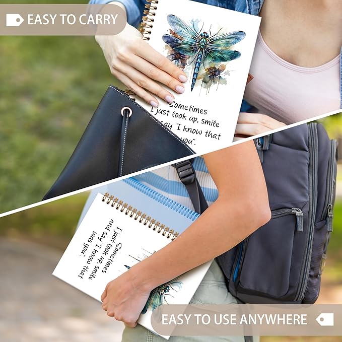 Dragonfly Gifts Notebook Journal, Dragonfly Gifts for Women Spiral Notebook, Dragonflies Memorial Notebooks Gifts for Loss Loved Ones Women Men, Dragonflies School Office Supplies, 6x8.2In