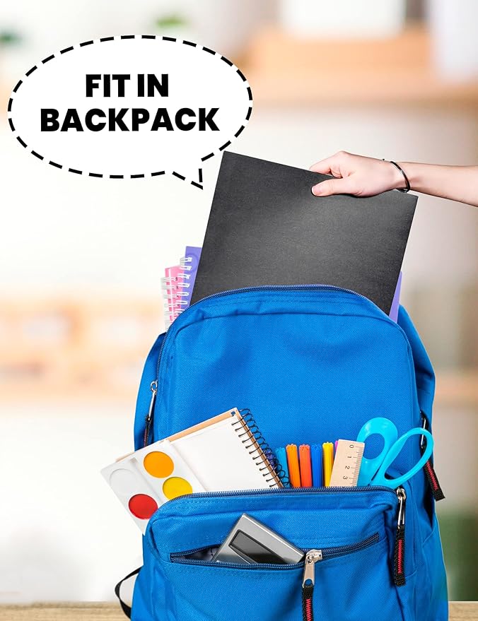 SUNEE Folders with Pockets 3 Hole Punched(50 Pack, Black), 2 Pocket Folders Fit Letter Size Paper, Paper File Folder for School Office Home Business