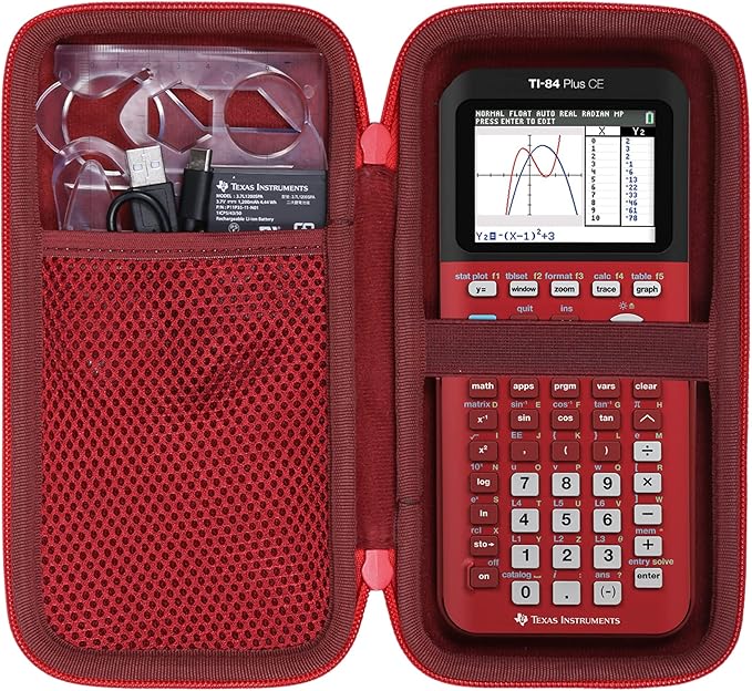 co2CREA Carrying Case for Texas Instruments TI-84 Plus CE Python Enhanced/TI-84/TI-Nspire CX II CAS/TI-Nspire CX II/TI-83 Plus/TI-89 Titanium/TI-85/TI-86 Color Graphing Calculator, Radical Red Case