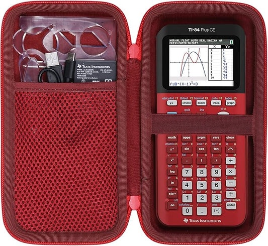 co2CREA Carrying Case for Texas Instruments TI-84 Plus CE Python Enhanced/TI-84/TI-Nspire CX II CAS/TI-Nspire CX II/TI-83 Plus/TI-89 Titanium/TI-85/TI-86 Color Graphing Calculator, Radical Red Case