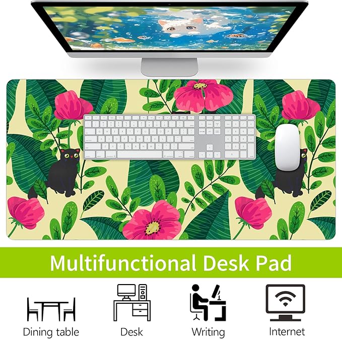 Leather Desk Pad, Desk Matt for Desktop, Pink Desk Mat, Women Girls Waterproof Large Keyboard Pad, Cute Computer Mat for Office Work/Home/Decor/Desktop Accessories (31.5"x15.7")