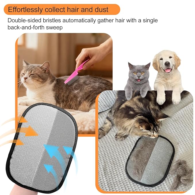 Floofelove Pet Hair Removal Glove - Magic Brush Electrostatic Mitt for Dogs & Cats Reusable Grooming Gloves Pet Hair Remover Tool with 5-Finger Design for Couch, Carpet, Furniture, Laundry & Clothing