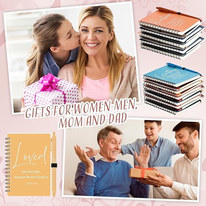 Kosiz 36 Sets Inspirational Christian Gifts Bulk Christian Notebooks Prayer Journals with Pens Spiral Bible Journals Religious Gifts for Church Grandparent Pastors Day Sunday School (Bright Color)