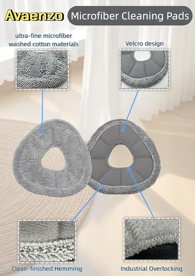 Avaenzo 6 Pack Replacement Mop Pads Compatible with Narwal Freo X Z Ultra Z10 Freo Pro J3 J4 YJCC012 YJCC015 Ultra-fine Resuable Mop Cloth Robot Vacuum Cleaner Accessories, Grey