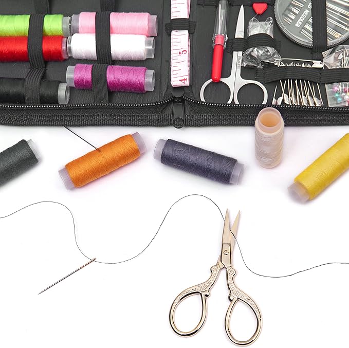 3.6 inch Sewing Embroidery Scissors, Straight Sharp Stainless Steel Sharp Scissors with leather sheath cover,DIY tools for Threading Needlework Dressmaker Artwork Everyday Use